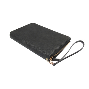 聚变手工皮具高端定制黑色海豹皮真皮加大经典长款男士拉链手拿包