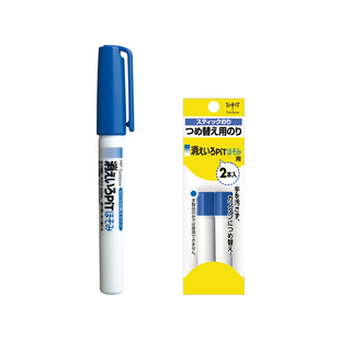 日本Tombow蜻蜓固体胶棒PiT笔形变色胶棒学生用PT-PC可换替芯便携式DIY手工用易粘型透明强力胶水不起皱胶粘