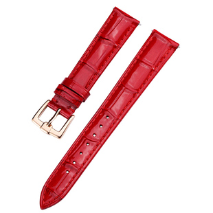 表带真皮女士手红色代用天梭卡西欧浪琴欧米茄DW女表通用高端软皮
