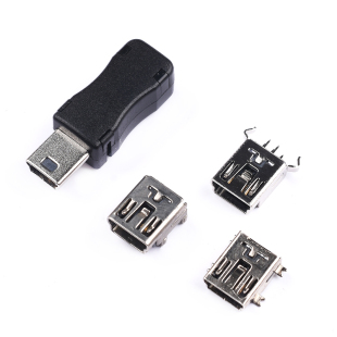 Mini-USB接口母头公头贴片迷你插座5P直插弯针直针带壳三件套配件