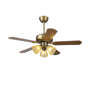 宸居餐厅吊扇灯铁叶客厅家用带电扇吊灯复古美式一体卧室电风扇灯