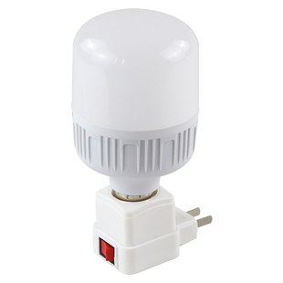 LED灯泡灯座带开关底座卧室床头带插座小夜灯直插式节能超亮灯泡