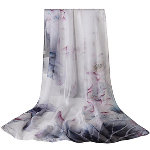 杭州丝绸真丝丝巾女新款100%桑蚕丝披肩高级感系脖长巾送妈妈礼物