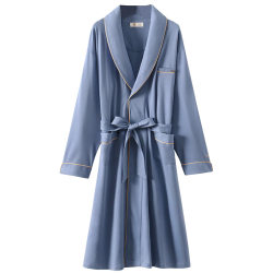 Pajamas men's pajamas men's bathrobes spring and autumn autumn pure cotton long-sleeved home clothes long thin large size