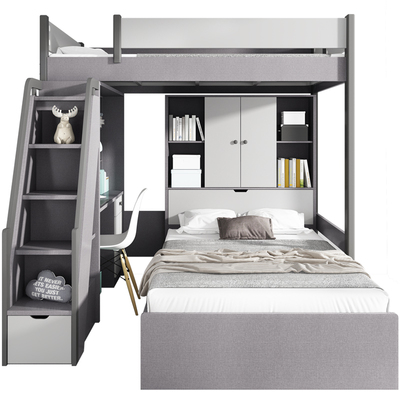 小户型上下床错位床多功能