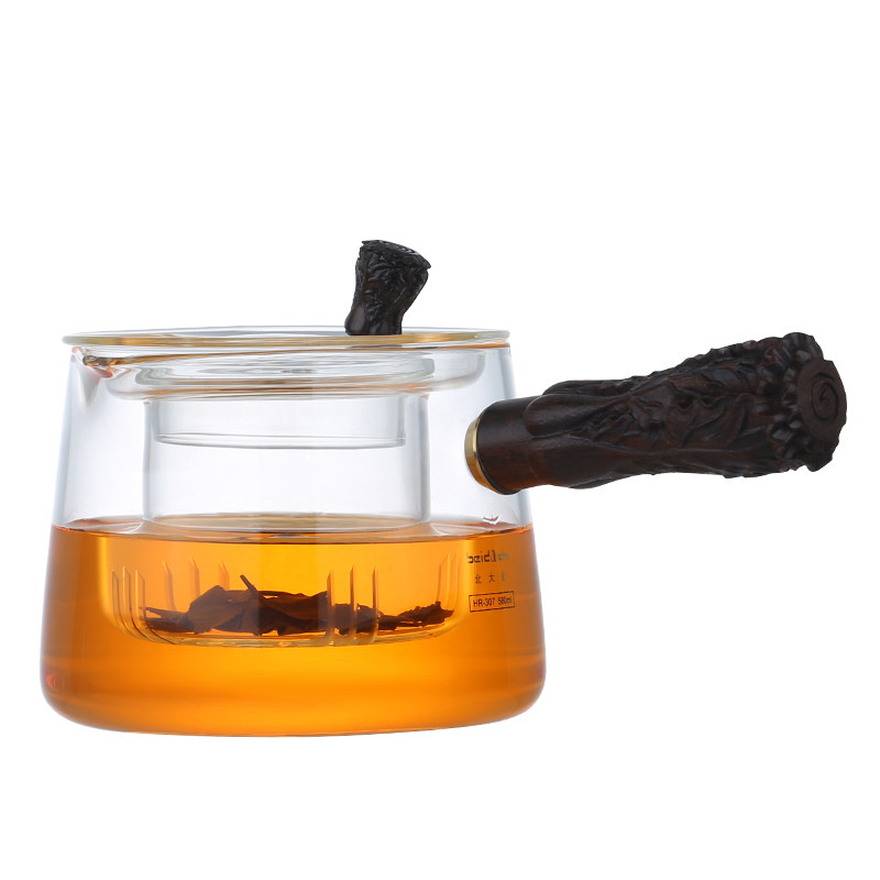 北大史玻璃实木百财普洱煮茶壶