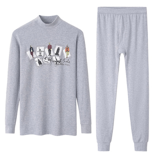 青少年保暖内衣纯棉薄款大童秋衣裤秋裤套装男初中高中学生棉毛衫