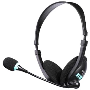 声丽ST-418头戴式双插孔台式电脑耳机带音量调节控制轻便网课耳麦