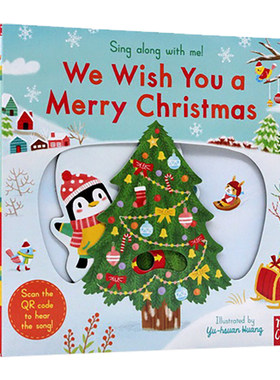 英文原版 We Wish You a Merry Christmas 圣诞节 纸板书 Sing Along With Me 欧美经典儿歌欢唱童谣 机关操作书 幼儿启蒙亲子互动