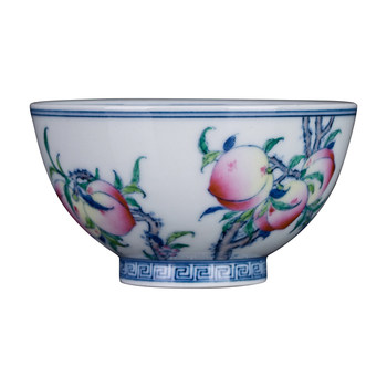 Zhongjiayao master cup ຈອກດຽວ jingdezhen kung fu ຊາຖ້ວຍຊາຊຸດສີຟ້າແລະສີຂາວ doucai chai kiln ອາຍຸຍືນ peach pattern tea cup