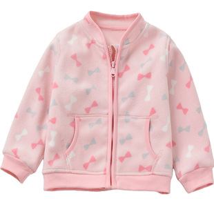 女童外套春秋新款摇粒绒拉链衫中大童立领开衫小女孩薄款外穿上衣
