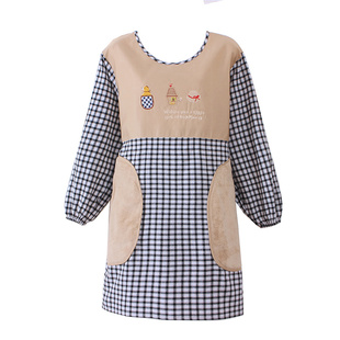 长袖家用厨房做饭围裙家务防油污女时尚韩版罩衣工作服外套罩衫短