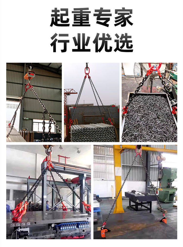 Подъемные цепи 起重链条吊索具单腿吊链组合吊具吊钩吊环链条吊钩8吨3米1腿i.