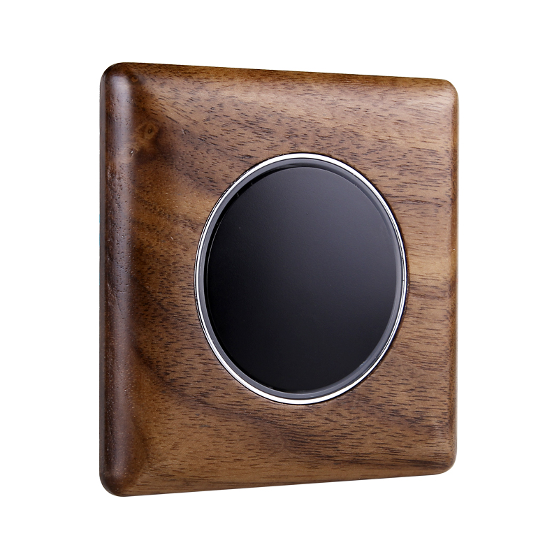 Sener solid wood walnut light wood grain switch socket