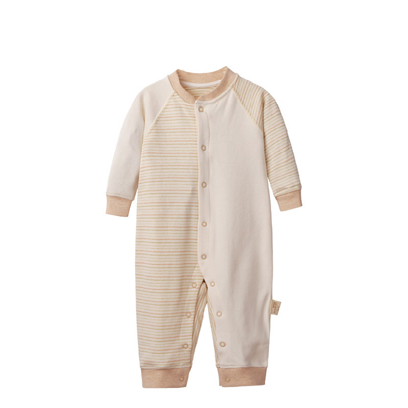 绿典彩棉宝宝连体衣春秋新生儿衣服0-18月居家睡衣爬服打底衣护肚