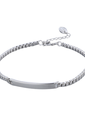 纯银一字弧形文艺风盒子链定制