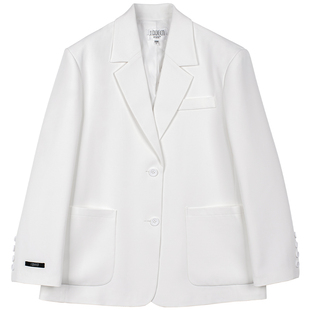 白色西装外套女春秋简约oversize韩版宽松廓形宽肩男友风休闲西服