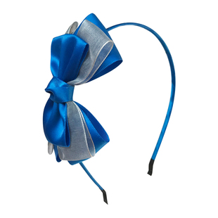 女孩甜美发箍日系雪纱蝴蝶结头箍卡子儿童表演发夹头饰宝蓝红黄色