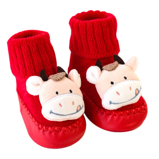 秋冬季宝宝地板袜防滑隔凉软底男宝鞋袜加厚新生婴儿冬天学步袜子