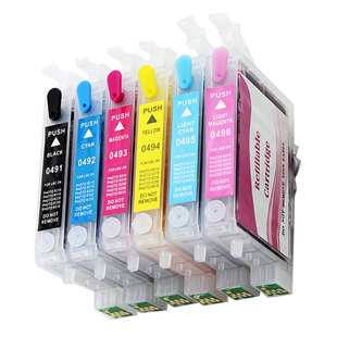 【顺丰】埃斯顿适用EPSON爱普生R330墨盒 1390 T60 打印机小连供墨盒可加墨可填充墨盒非原装六色T0851N芯片