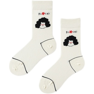 个性简约袜子女ins潮复古奶牛纹中筒袜春夏季创意卡通时尚情侣袜