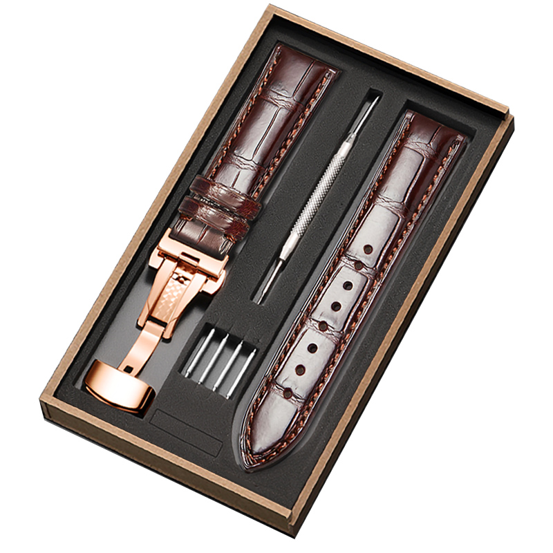 真皮手表带男女蝴蝶扣牛皮表链配件代用dw天梭浪琴天王罗西尼表带