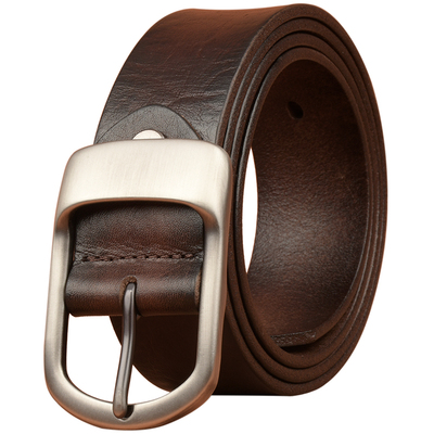 卡帝乐鳄鱼头层牛皮针扣男士皮带