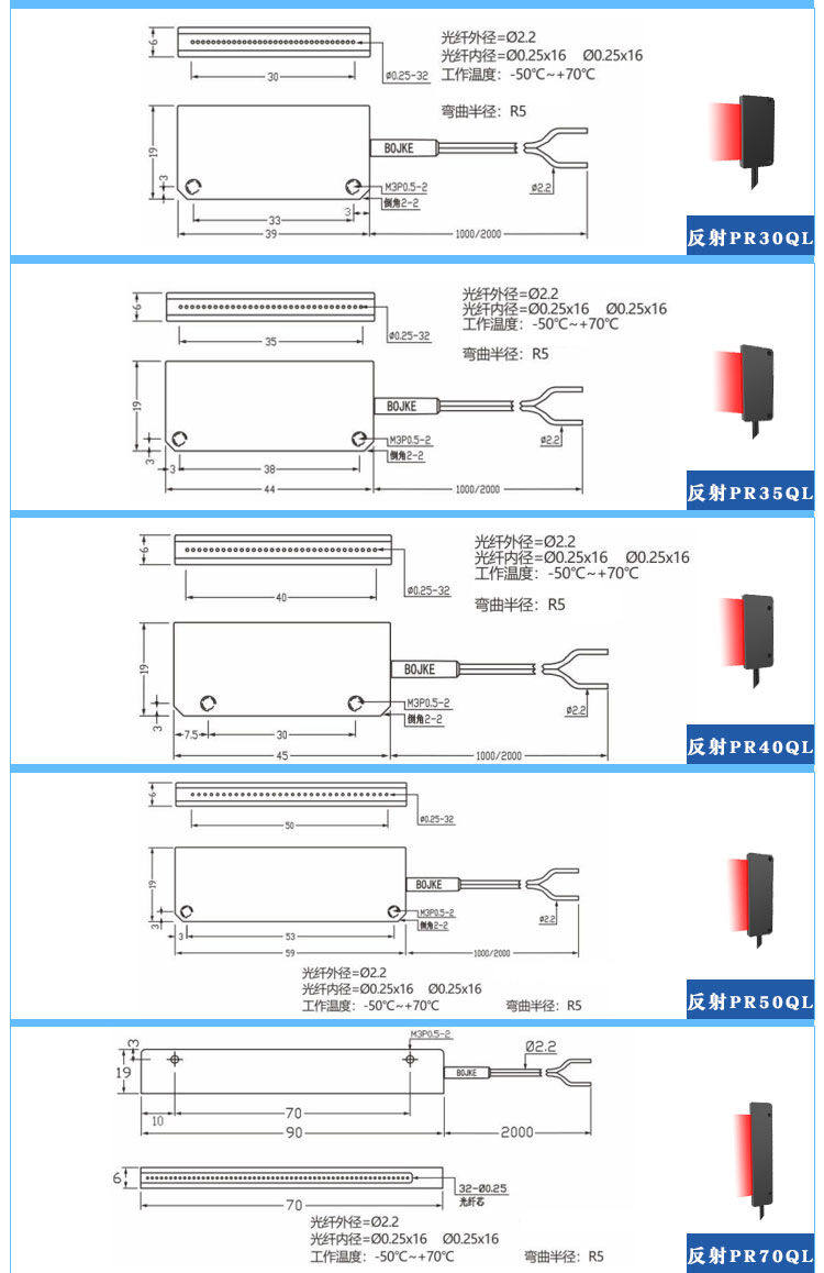 товар из китая 对射反射区域矩形矩阵光纤传感器光栅光幕prpt2530354050qlpr10c| Other