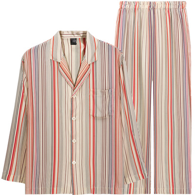 舒雅真丝家居服男士夏季薄款睡衣