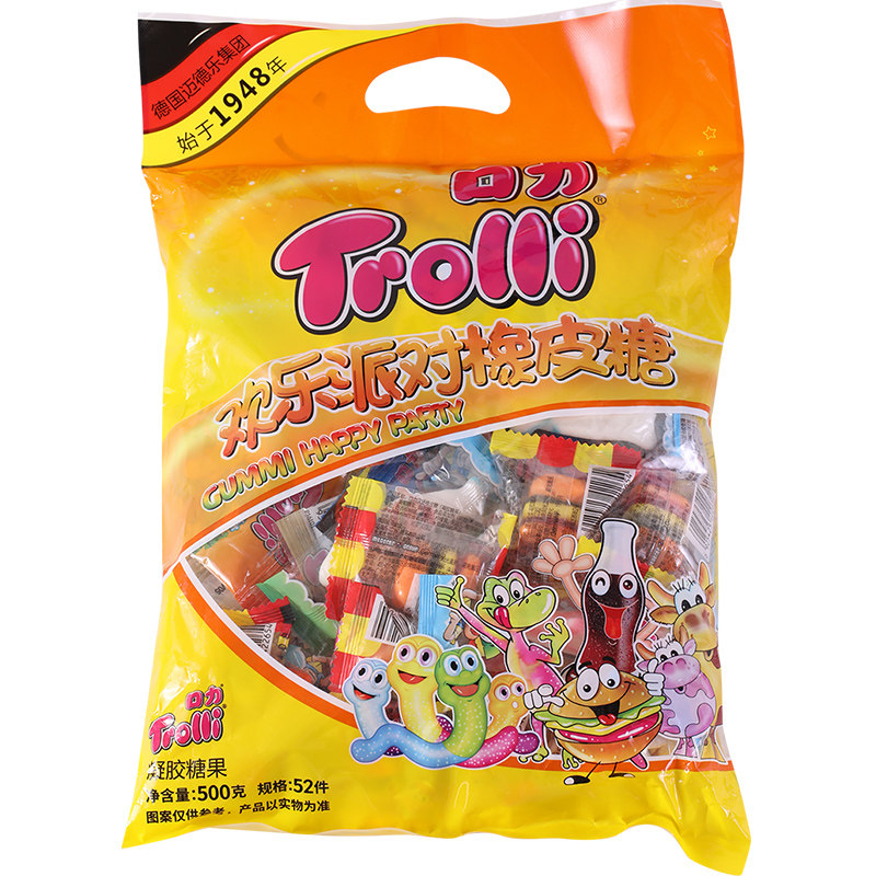 口力欢乐派对橡皮糖混搭儿童QQ糖果健康零食水果味德国Trolli软糖