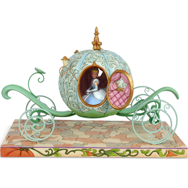 enesco迪士尼摆件灰姑娘辛德瑞拉南瓜车手办可亮灯设计生日礼物