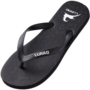 路拉迪男士防滑休闲人字拖 夏季夹脚耐磨潮流简约黑色沙滩凉拖鞋