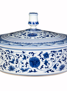 景德镇陶瓷 新中式缠枝莲茶叶罐摆件 茶室存茶罐子通用零食储物罐