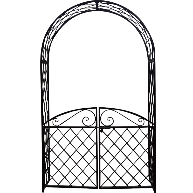 欧式新款潮娜铁艺庭院拱门带门花架别墅园艺鲜花地面拱型爬藤定制