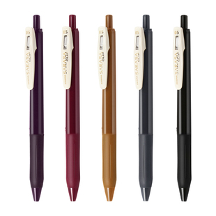 日本ZEBRA斑马复古笔SARASA按动彩色中性笔JJ15复古系列五色水笔酒红0.5mm学生用斑马牌限定款