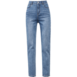 逸阳牛仔裤女小直筒2026年春季新款高腰浅色长裤子女显瘦大码百搭