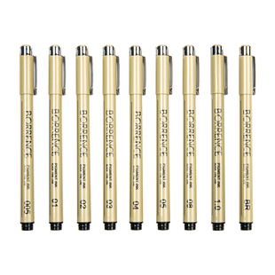 柏伦斯针管笔美术专用描线笔防水软头绘画勾线笔漫画笔绘图笔简笔画笔速写漫画专用笔黑色针管笔套装可加墨