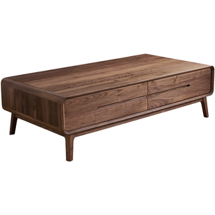 北美黑胡桃木茶几简约全实木茶几桌北欧客厅家具家用原木风格矮桌