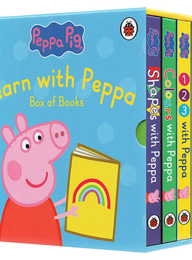 小猪佩奇 纸板书4册盒装 英文原版 Learn With Peppa Pig ABC /123 /Colours/Shapes 字母数字颜色形状 粉红猪小妹 绘本