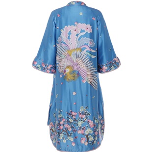 皇锦真丝家居服睡袍大凤棉袍HJ21336