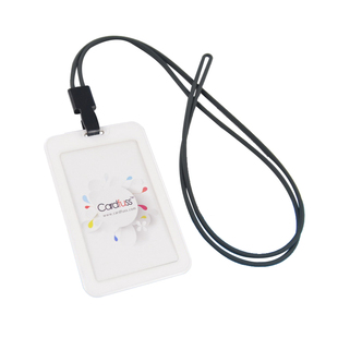 卡富仕刘海设计双面透明识别门禁卡证件卡套带硅胶圆绳挂绳订制做工作证厂牌员工牌挂牌年会出入参会证上岗证