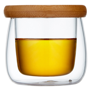 双层玻璃杯品茗杯小主人杯耐高温新款办公带盖个人家用功夫泡茶杯