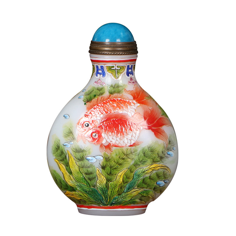 彩绘鼻烟壶琉璃内画特色手工艺品送老外收藏创意礼品生日节日礼物