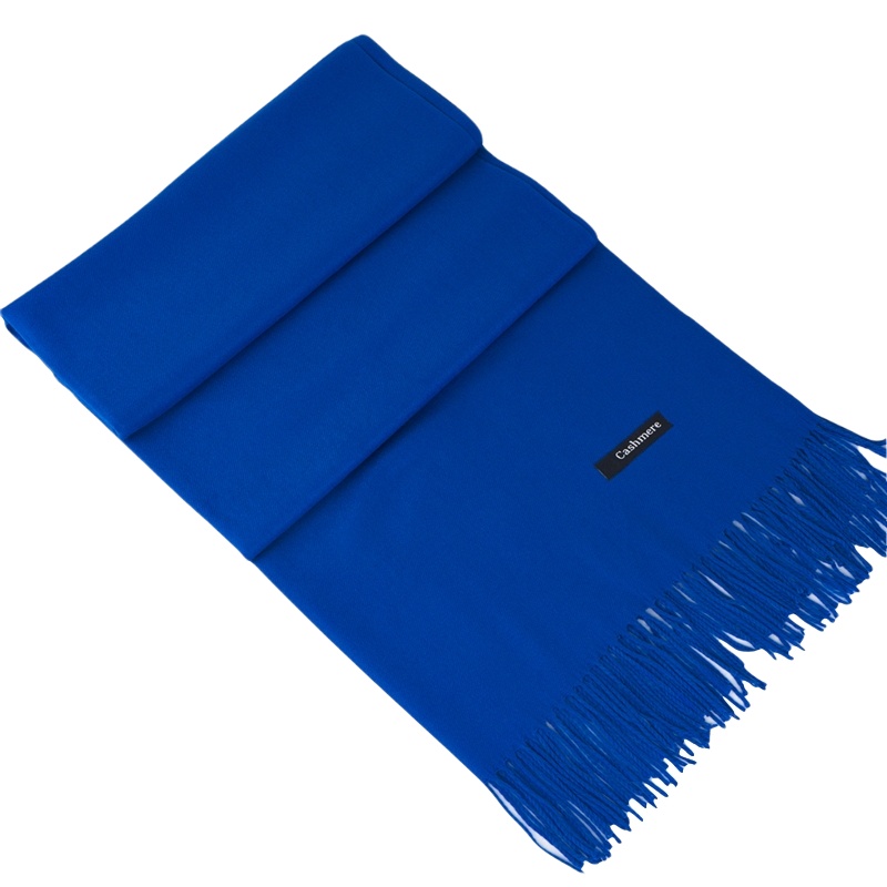 2025新款冬克莱因蓝围巾女秋冬季蓝色羊毛仿羊绒大加厚宝蓝色披肩