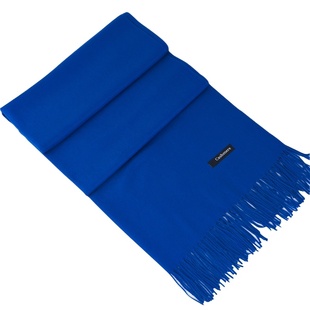 2025新款冬克莱因蓝围巾女秋冬季蓝色羊毛仿羊绒大加厚宝蓝色披肩