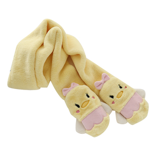 软妹可爱卡通毛绒围脖围巾手套一体冬季女2026新款儿童护颈脖保暖