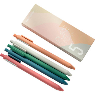 国潮中性笔国风五支套装复古中国风色马卡龙彩色笔记专用莫兰迪色手账笔ins水笔黑笔按动KACO书源做笔记神器