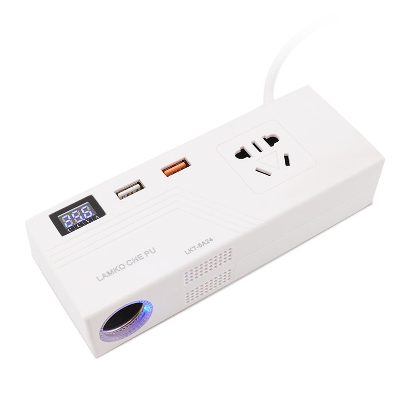 220v转12v24v电源转换器车载冰箱吸尘器家用转换插头点烟器线转接