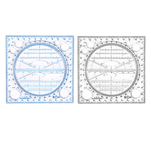 多功能尺子套装初中数学几何函数格尺画椭圆模板可旋转三角直平行尺小学生手抄报设计绘画图工具活动角网红尺