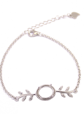 s925纯银手链手镯空托diy镶嵌